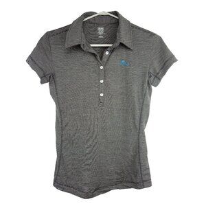 ICEBREAKER Superfine 200 Merino Wool Gray White Stripe Polo T-shirt Sz S